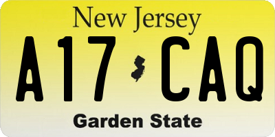 NJ license plate A17CAQ