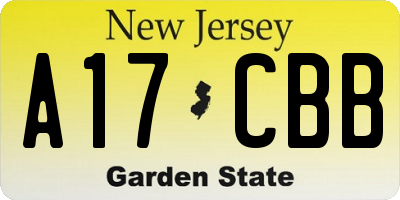 NJ license plate A17CBB
