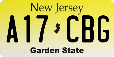 NJ license plate A17CBG