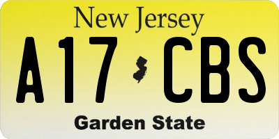 NJ license plate A17CBS