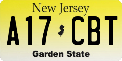 NJ license plate A17CBT