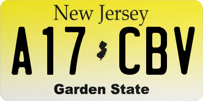 NJ license plate A17CBV