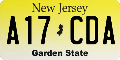 NJ license plate A17CDA