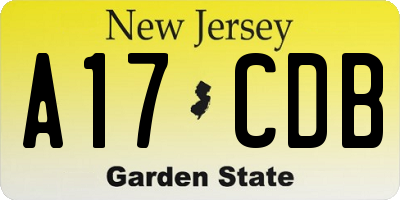 NJ license plate A17CDB