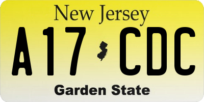 NJ license plate A17CDC