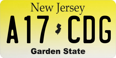 NJ license plate A17CDG