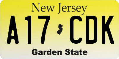 NJ license plate A17CDK