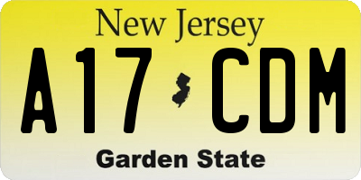 NJ license plate A17CDM