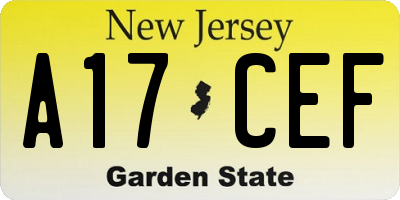 NJ license plate A17CEF