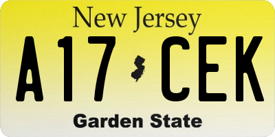 NJ license plate A17CEK
