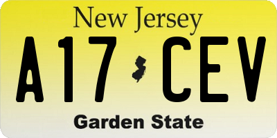 NJ license plate A17CEV