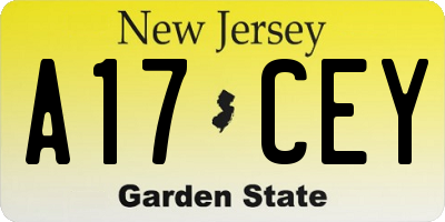 NJ license plate A17CEY