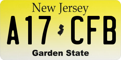 NJ license plate A17CFB