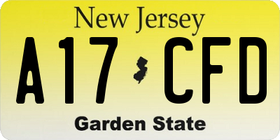 NJ license plate A17CFD