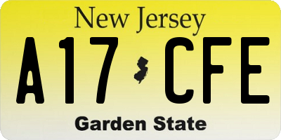 NJ license plate A17CFE