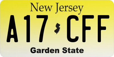 NJ license plate A17CFF
