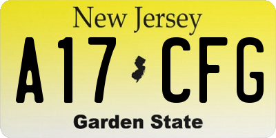NJ license plate A17CFG
