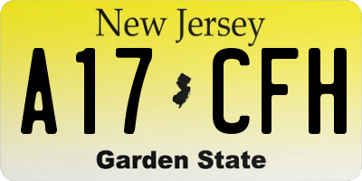 NJ license plate A17CFH