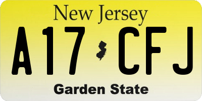 NJ license plate A17CFJ