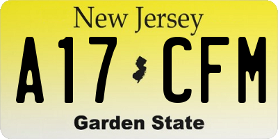 NJ license plate A17CFM