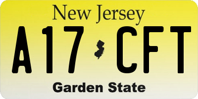 NJ license plate A17CFT