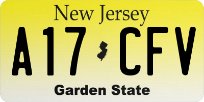 NJ license plate A17CFV