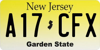 NJ license plate A17CFX