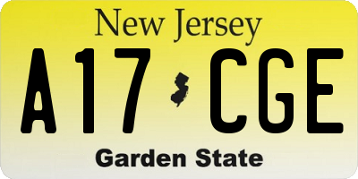 NJ license plate A17CGE