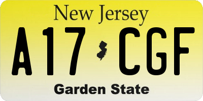 NJ license plate A17CGF