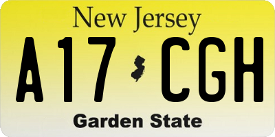 NJ license plate A17CGH