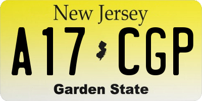 NJ license plate A17CGP