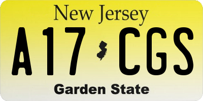 NJ license plate A17CGS