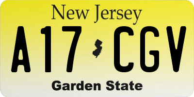 NJ license plate A17CGV