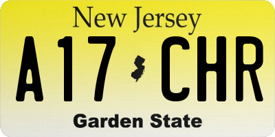 NJ license plate A17CHR