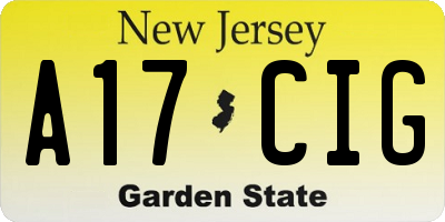NJ license plate A17CIG