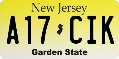 NJ license plate A17CIK