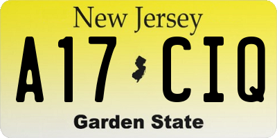 NJ license plate A17CIQ