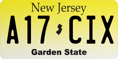 NJ license plate A17CIX