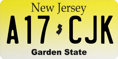 NJ license plate A17CJK