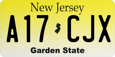 NJ license plate A17CJX