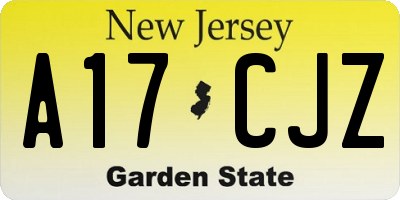 NJ license plate A17CJZ