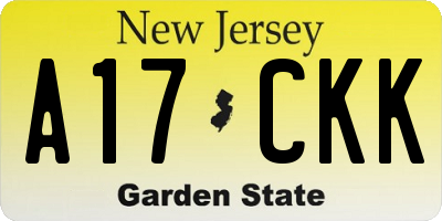 NJ license plate A17CKK