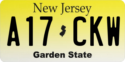 NJ license plate A17CKW