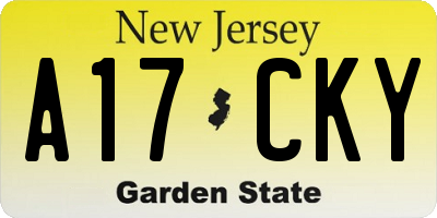 NJ license plate A17CKY