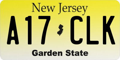 NJ license plate A17CLK