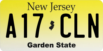 NJ license plate A17CLN