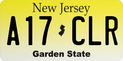 NJ license plate A17CLR