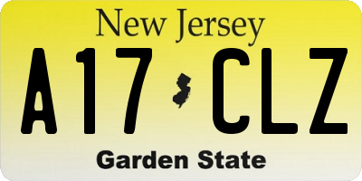 NJ license plate A17CLZ