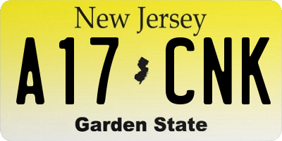 NJ license plate A17CNK