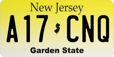 NJ license plate A17CNQ